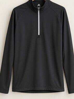 adidas Men’s Black Long-Sleeve Half-Zip Rash Guard